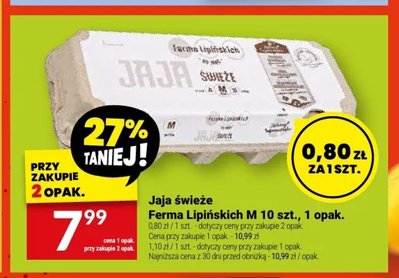 Jaja świeże Ferma Lipińskich M 10 szt promocja w Twój Market
