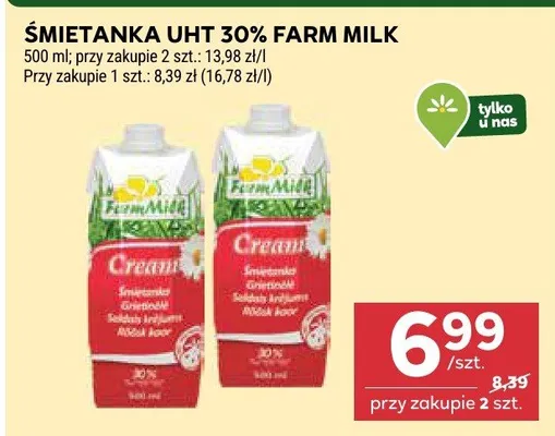 Śmietanka UHT 30% promocja w Stokrotka