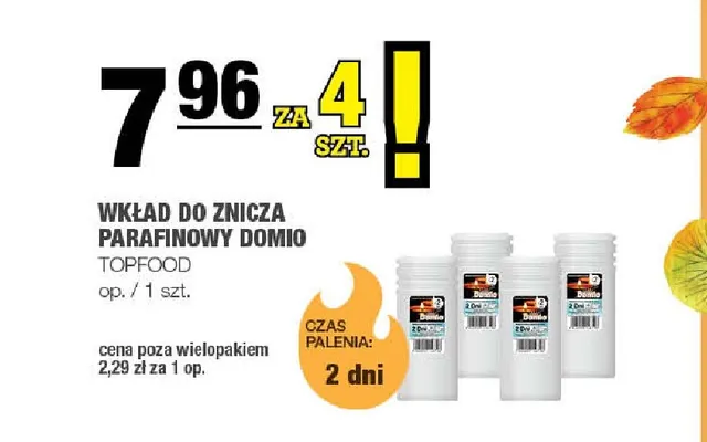 Wkład do znicza parafinowy Domio promocja w SPAR