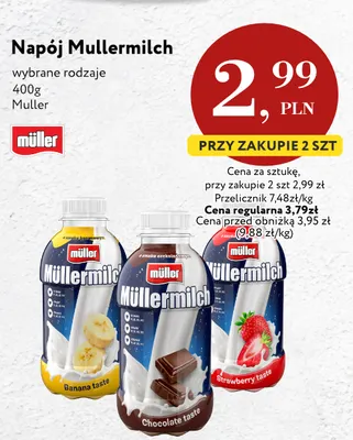 Napój Müllermilch o smaku czekoladowym promocja w Market Point