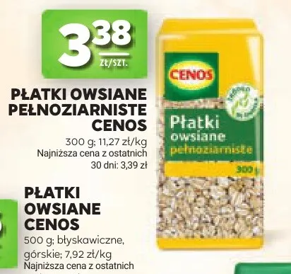 Płatki owsiane pełnoziarniste Cenos promocja w Stokrotka