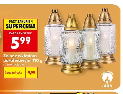 Znicz z wkładem parafinowym 110 g promocja w Biedronka