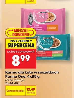 Karma dla kota w saszetkach Purina One 4-pak promocja w Biedronka
