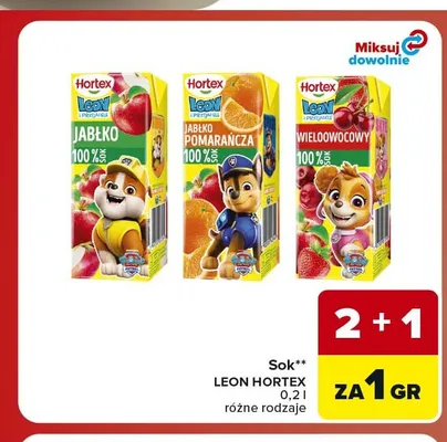 Sok Leon Hortex wieloowocowy promocja w Carrefour Market