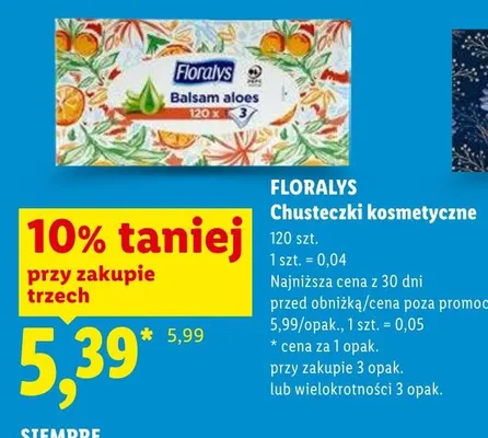 Chusteczki kosmetyczne FLORALYS Balsam aloes promocja w Lidl
