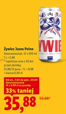 Piwo Jasne Pełne 12-pak promocja w Lidl