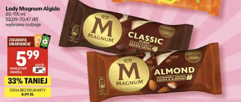 Lody Magnum Algida promocja w Delikatesy Centrum