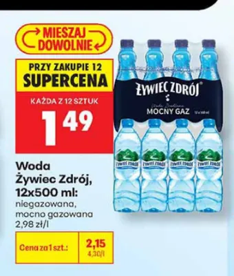 Woda gazowana Żywiec Zdrój mocno 12-pak 500 ml promocja w Biedronka