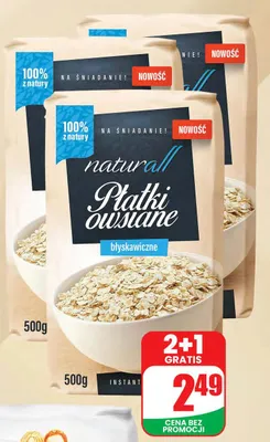 Płatki owsiane błyskawiczne 2+1 GRATIS promocja w Dino