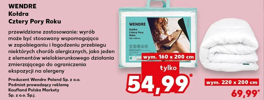 Kołdra Cztery Pory Roku 160x200 cm promocja w Kaufland