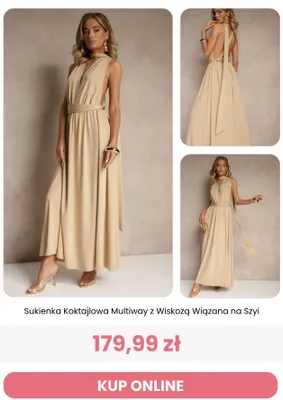 Sukienka koktajlowa Renee Multiway z wiskozą wiązana na szyi promocja w Renee