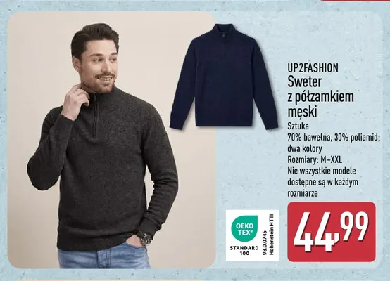Sweter z półzamkiem męski UP2FASHION promocja w Aldi