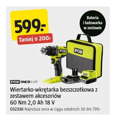 Wiertarko-wkrętarka bezszczotkowa z zestawem akcesoriów RYOBI promocja w Jula