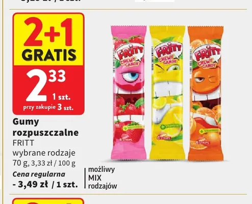 Gumy rozpuszczalne Fritt cytrynowe promocja w Intermarche