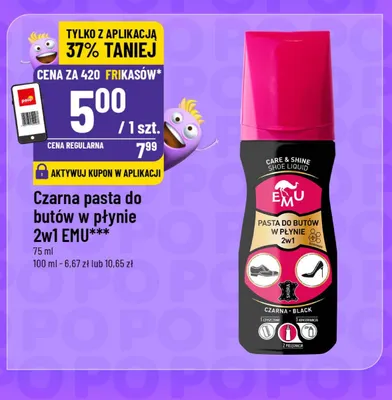 Czarna pasta do butów w płynie 2w1 EMU promocja w POLOmarket