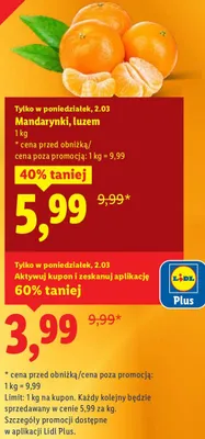 Mandarynki, luzem promocja w Lidl