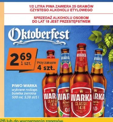 Piwo bezalkoholowe Warka Radler promocja w ABC