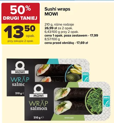 Sushi wrap Mowi salmon promocja w Carrefour