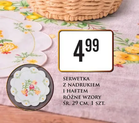 Serwetka z nadrukiem i haftem różne wzory promocja w Dino