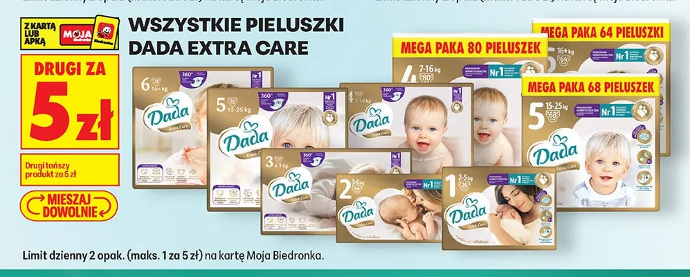 Pieluszki Dada Extra Care promocja w Biedronka