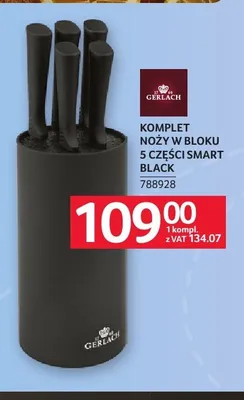 Komplet noży w bloku 5 części Gerlach Smart Black promocja w Selgros