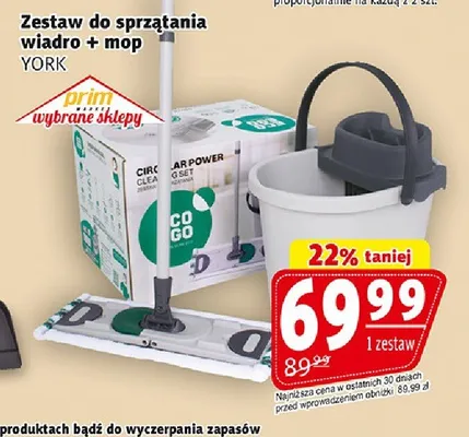 Zestaw do sprzątania wiadro + mop YORK promocja w Prim Market