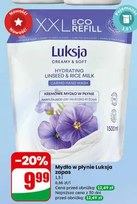 Mydło w płynie zapach Nawilżające Len i Mleczko Ryżowe promocja w Dino