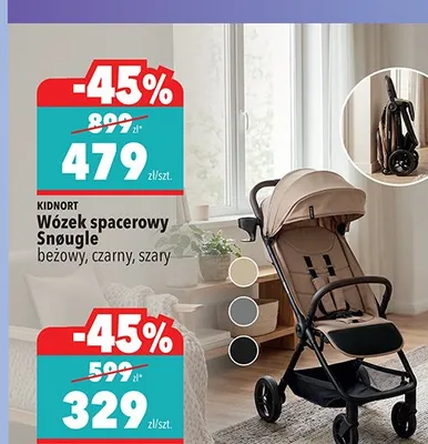 Wózek spacerowy KIDNORT Snøugle czarny promocja w Biedronka