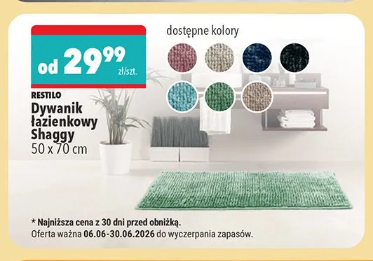 Dywanik łazienkowy Shaggy Restilo 50x70 cm promocja w Biedronka