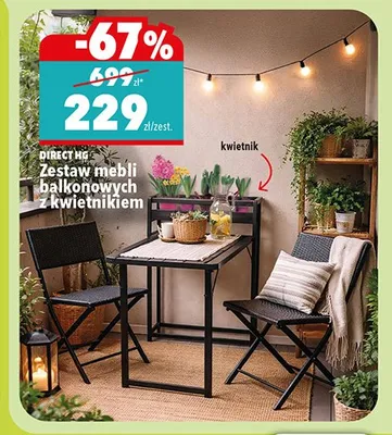 Zestaw mebli balkonowych z kwietnikiem promocja w Biedronka
