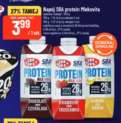 Napój SBA protein czekoladowy Mlekovita promocja w POLOmarket