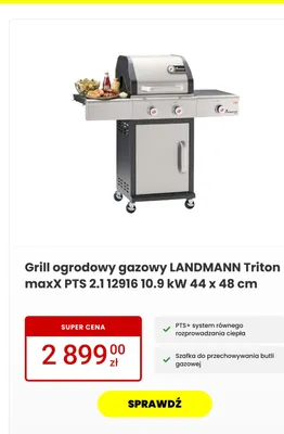 Grill ogrodowy gazowy LANDMANN Triton maxX PTS 2,1 12916 10,9kW 44x48 cm promocja w Media Expert