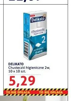 Chusteczki higieniczne Delikato 2w 10-pak promocja w Blue Stop