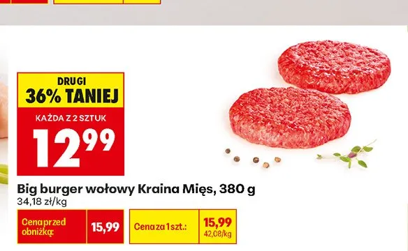 Big burger wołowy Kraina Mięs promocja w Biedronka