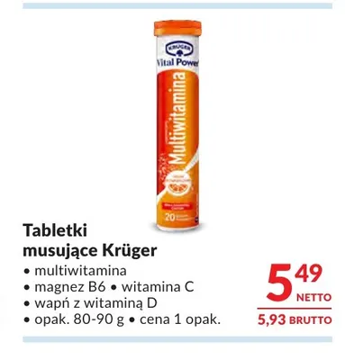 Tabletki musujące Krüger magnez B6 + witamina C promocja w Makro