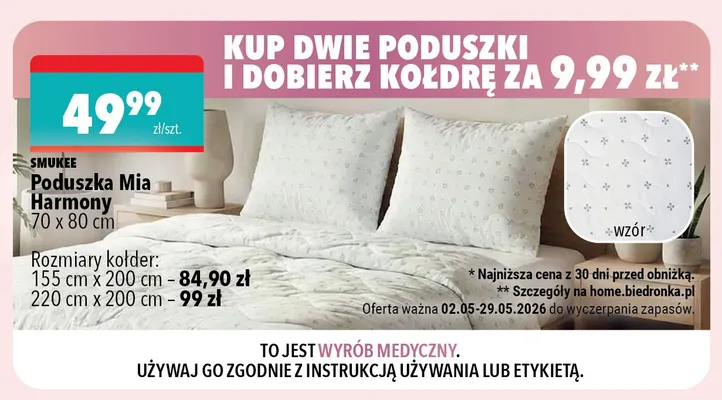 Poduszka SMUKEE Mia Harmony 70x80cm promocja w Biedronka Home