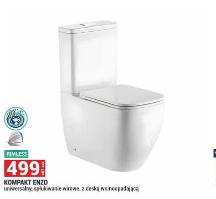 Kompakt WC Enzo uniwersalny ze spłukiwaniem wirowym i deską wolnoopadającą promocja w Merkury Market