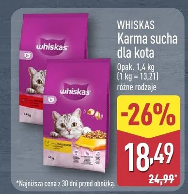 Karma sucha dla kota Whiskas promocja w Aldi