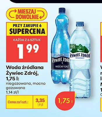 Woda źródlana mocno gazowana Żywiec Zdrój promocja w Biedronka