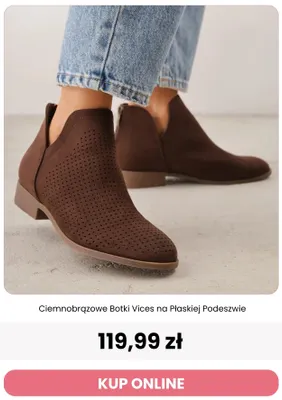 Ciemnobrązowe botki Vices na płaskiej podeszwie promocja w Renee