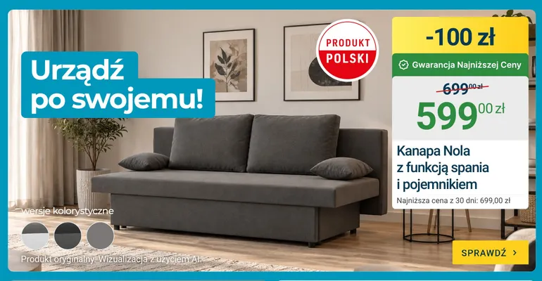 Kanapa Nola z funkcją spania i pojemnikiem promocja w ERLI