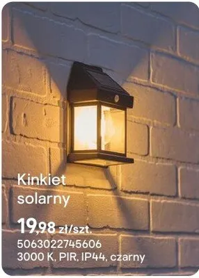 Kinkiet solarny Hollis czarny promocja w Castorama