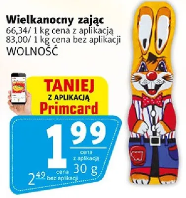 Wielkanocny zając bez aplikacji promocja w Prim Market