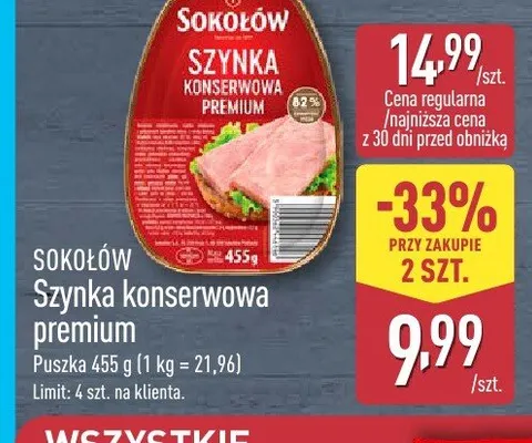 Szynka konserwowa premium SOKOŁÓW promocja w Aldi