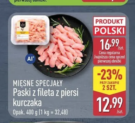 Paski z fileta z piersi kurczaka Mięsne Specjały promocja w Aldi