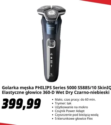 Golarka męska Philips Series 5000 S5885/10 SkinIQ promocja w Media Markt