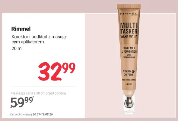 Korektor i podkład z masującym aplikatorem Rimmel promocja w Rossmann