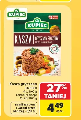 Kasza gryczana prażona Kupiec 4-pak 100 g promocja w Carrefour
