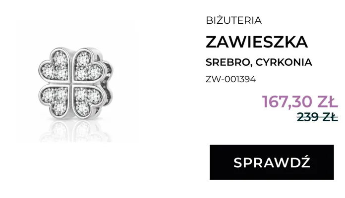 Zawieszka srebro cyrkonia Briju promocja w Briju