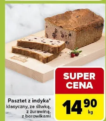 Pasztet z indyka klasyczny, ze śliwką, z żurawiną, z borowikami promocja w Carrefour Express